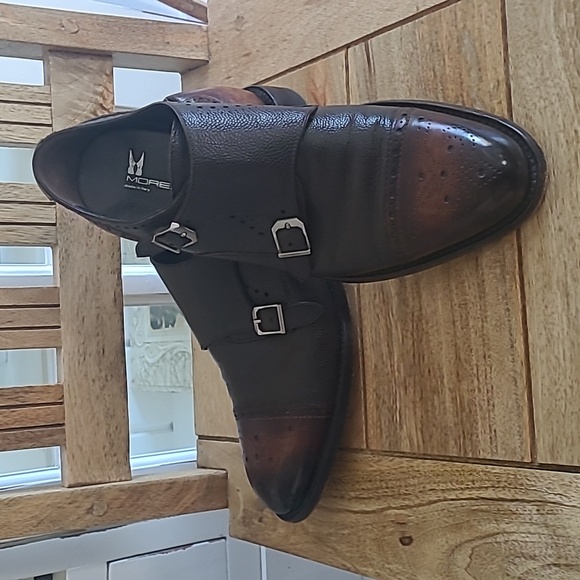 MORESCHI leather oxford double buckle flap dress shoes - Picture 3 of 9